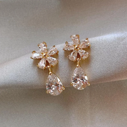 16Ct White Sapphire Pear Cut Drop Earrings