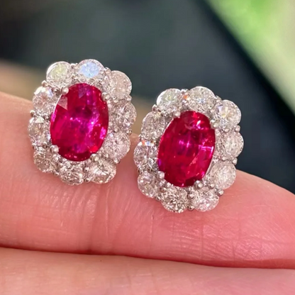 8Ct Pink Sapphire Oval Cut Stud Earrings