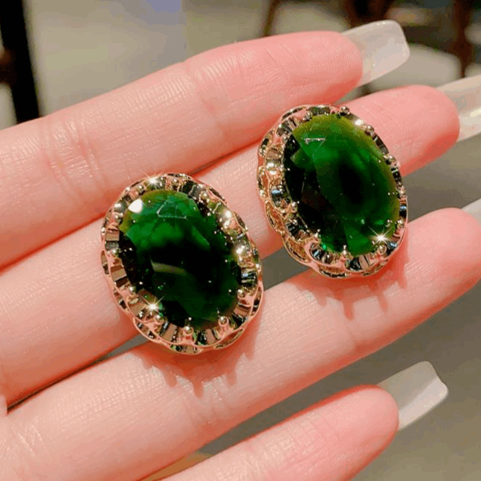 12Ct Green Sapphire Oval Cut Stud Earrings