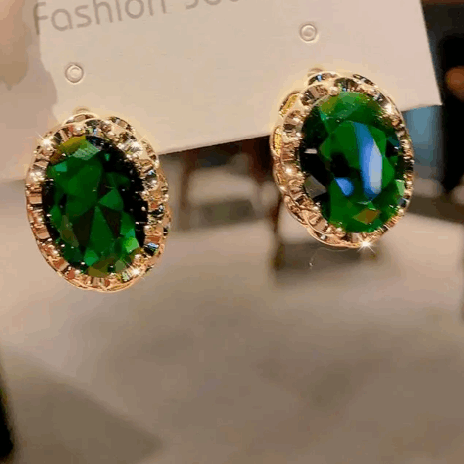 12Ct Green Sapphire Oval Cut Stud Earrings