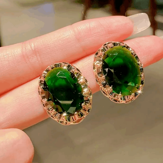 12Ct Green Sapphire Oval Cut Stud Earrings