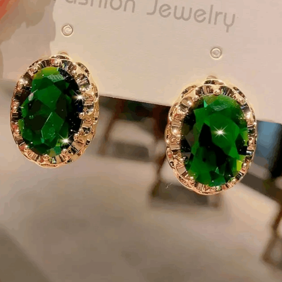 12Ct Green Sapphire Oval Cut Stud Earrings