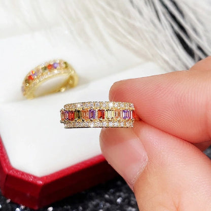 10Ct Rainbow Sapphire Baguette Cut Hoop Earrings