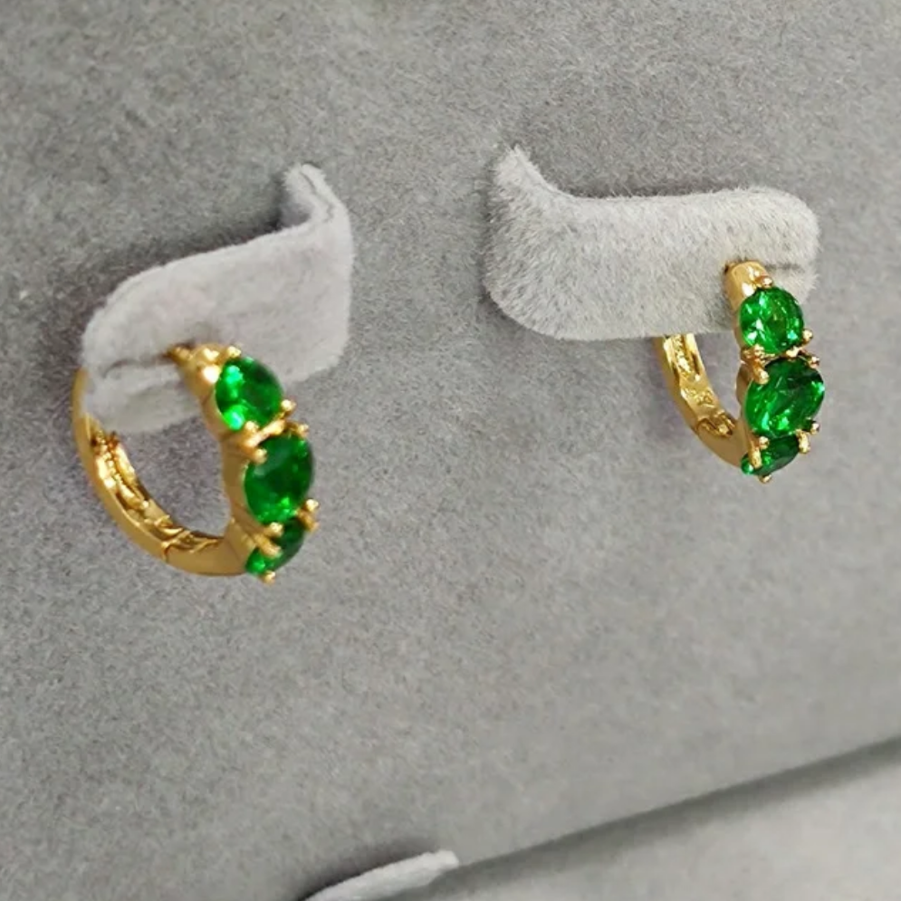 6Ct Green Sapphire Round Cut Hoop Earrings