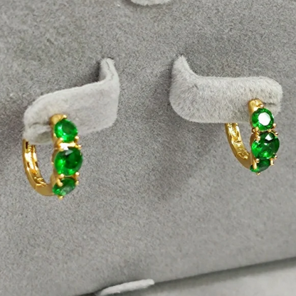 6Ct Green Sapphire Round Cut Hoop Earrings