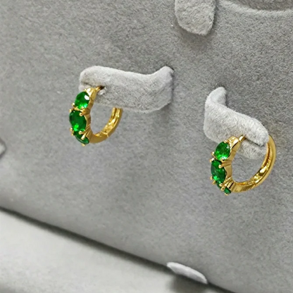 6Ct Green Sapphire Round Cut Hoop Earrings