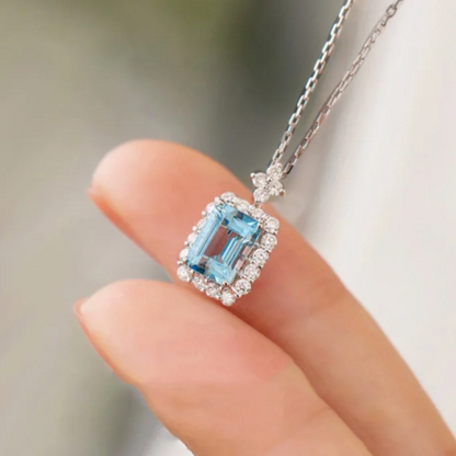 6Ct White Sapphire Baguette Cut Necklace