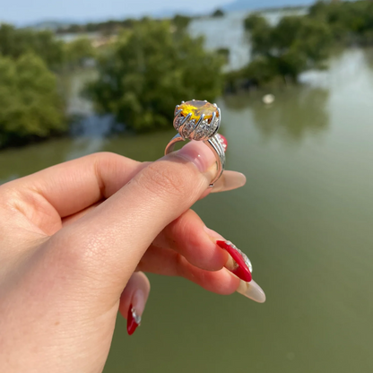 12Ct Yellow Sapphire Round Cut Ring