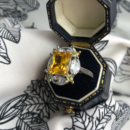 8Ct Yellow Sapphire Baguette Cut Ring