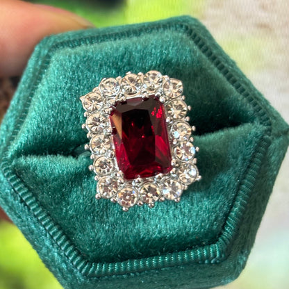 14Ct Red Sapphire Cushion Cut Ring