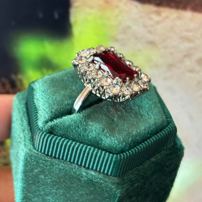 14Ct Red Sapphire Cushion Cut Ring