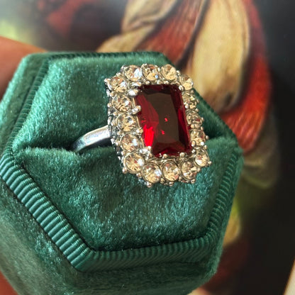 14Ct Red Sapphire Cushion Cut Ring