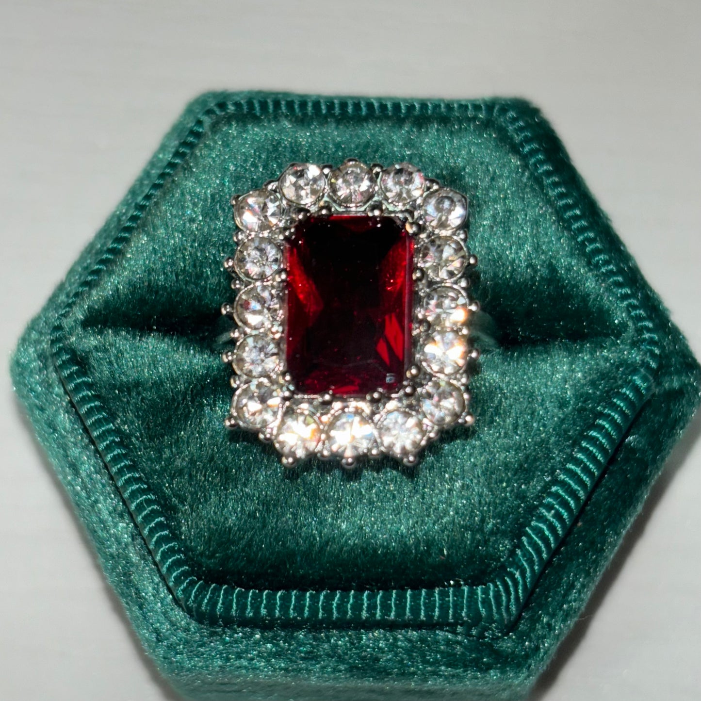 14Ct Red Sapphire Cushion Cut Ring