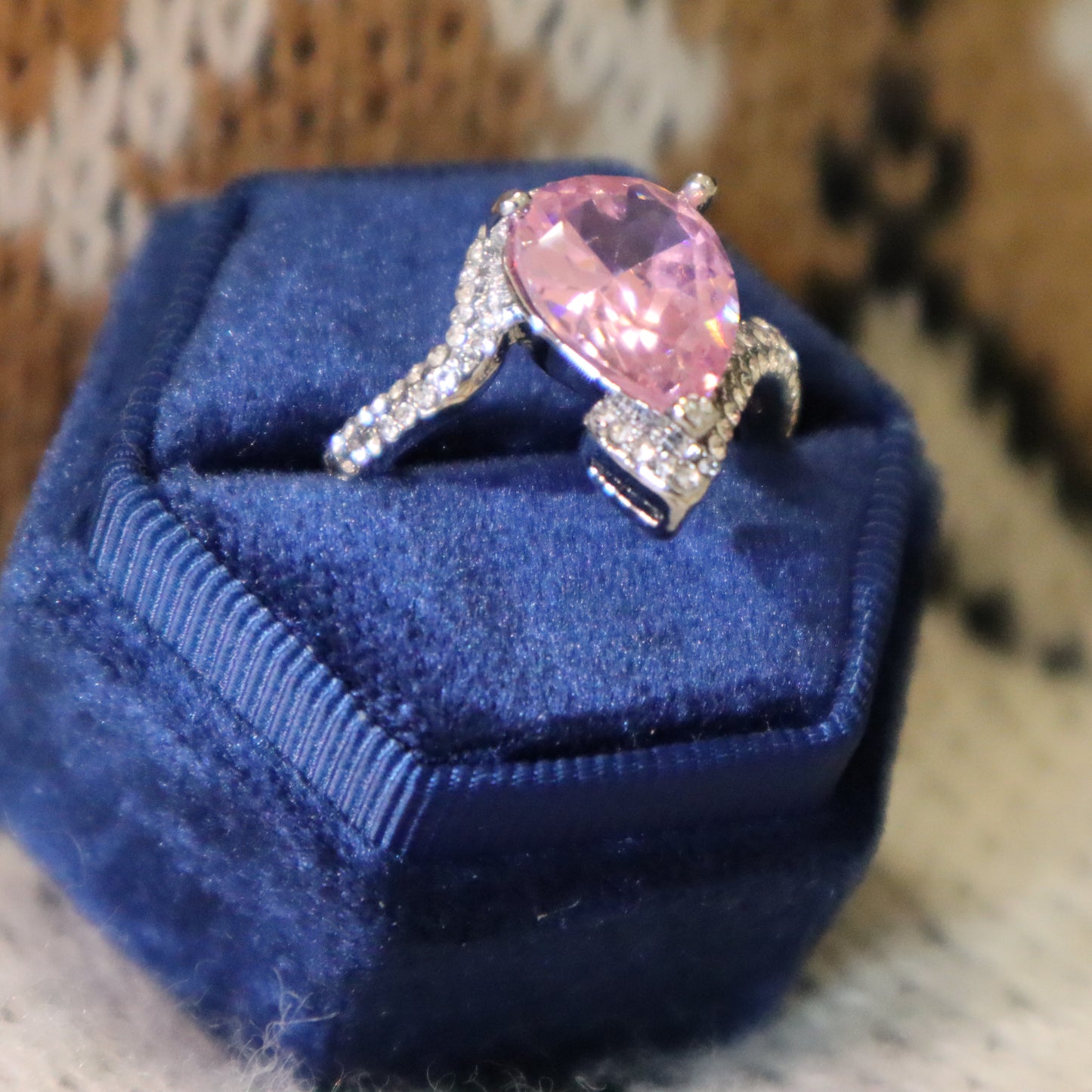 15Ct Pink Sapphire Pear Cut Engaement Ring