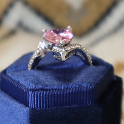 15Ct Pink Sapphire Pear Cut Engaement Ring