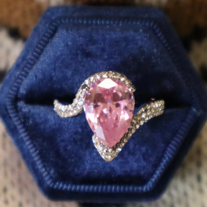 15Ct Pink Sapphire Pear Cut Engaement Ring