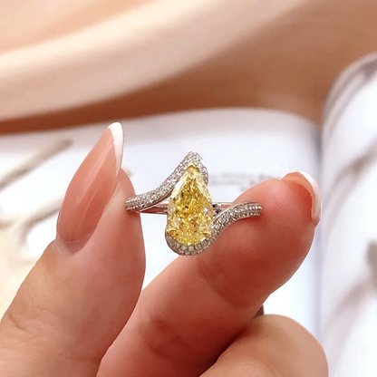 12Ct Yellow Sapphire Pear Cut Ring