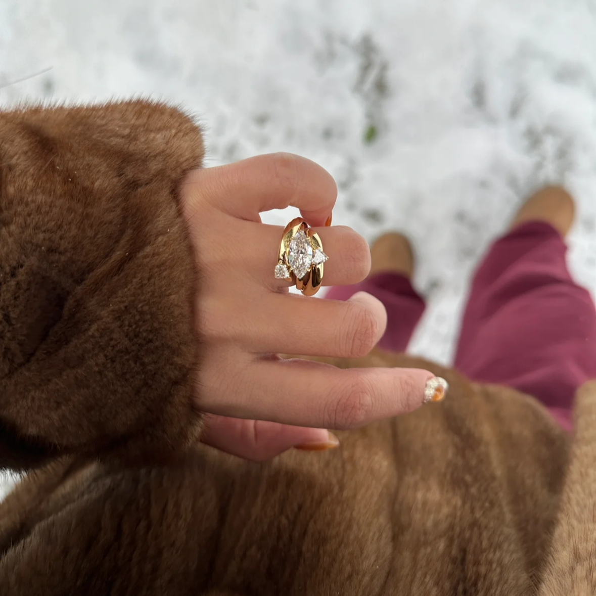 8Ct White Sapphire Marquise Cut Ring