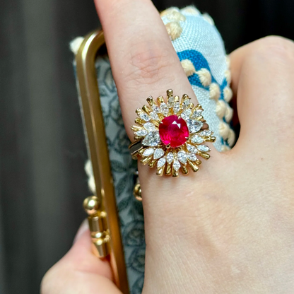 8Ct Red Sapphire Cushion Cut Ring