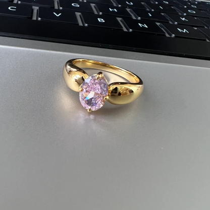 8Ct Pink Sapphire Oval Cut Ring