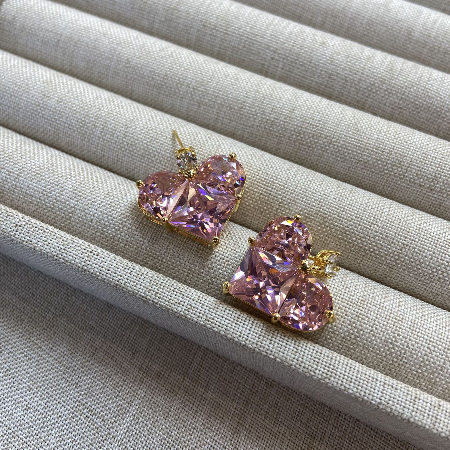 16Ct Pink Sapphire Heart Cut Drop Earrings