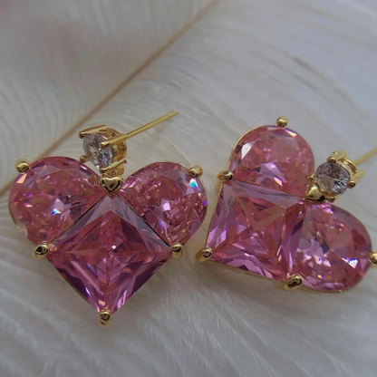 16Ct Pink Sapphire Heart Cut Drop Earrings