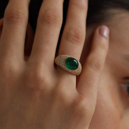 6Ct Green Sapphire Oval Cut Ring