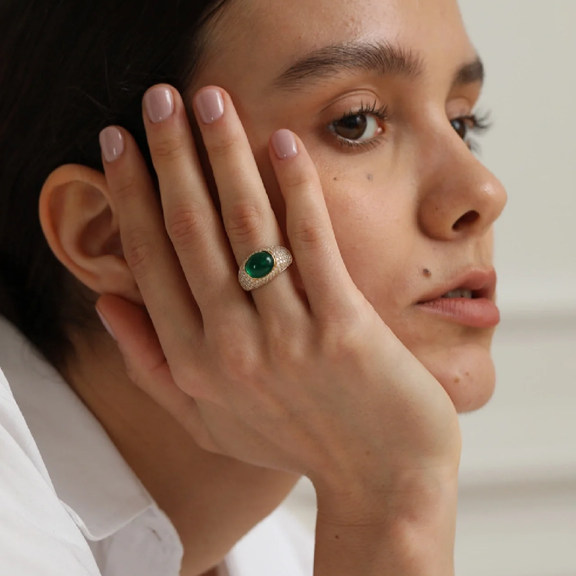 6Ct Green Sapphire Oval Cut Ring