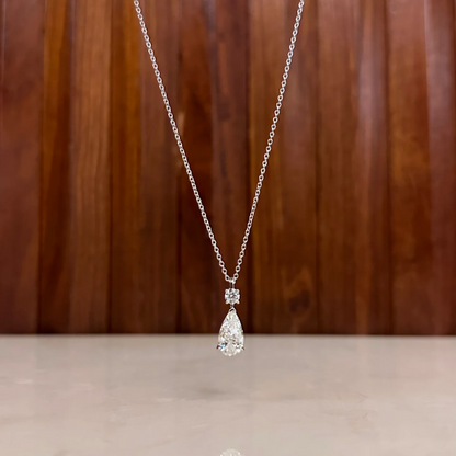 8Ct White Sapphire Pear Cut Necklace