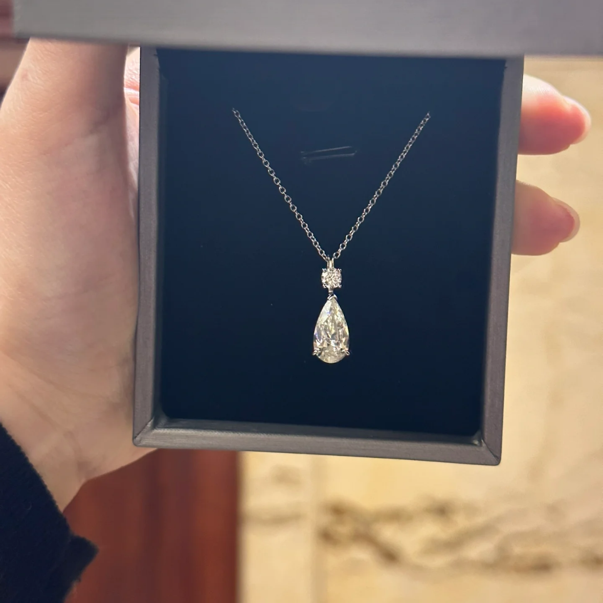 8Ct White Sapphire Pear Cut Necklace