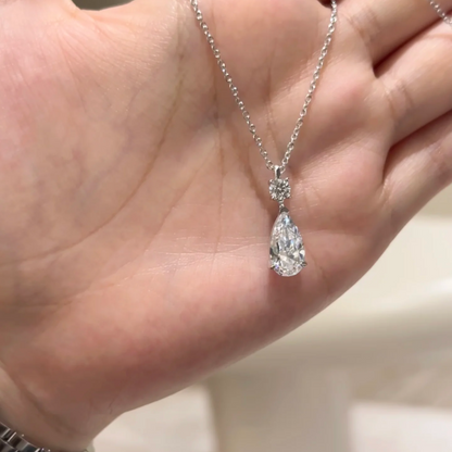 8Ct White Sapphire Pear Cut Necklace