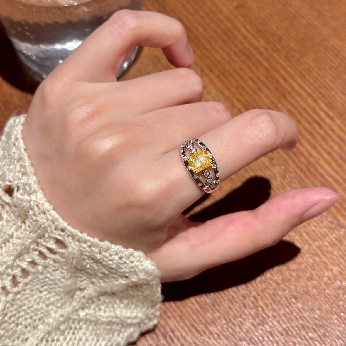 8Ct Yellow Sapphire Baguette Cut Ring