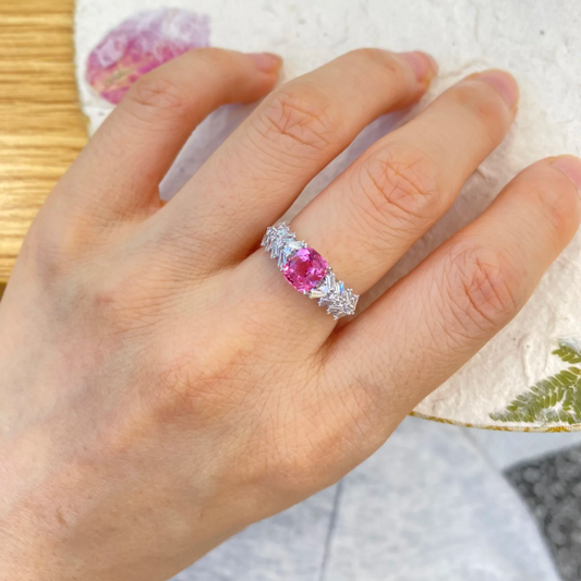 6Ct Pink Sapphire Cushion Cut Ring