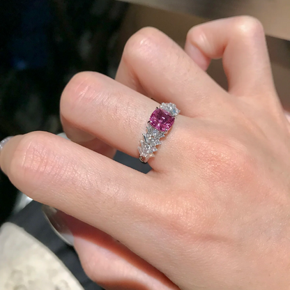 6Ct Pink Sapphire Cushion Cut Ring