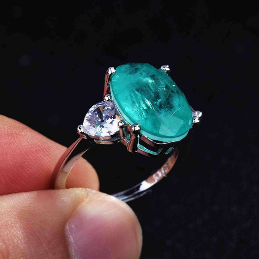 10Ct Green Sapphire Oval Cut Ring