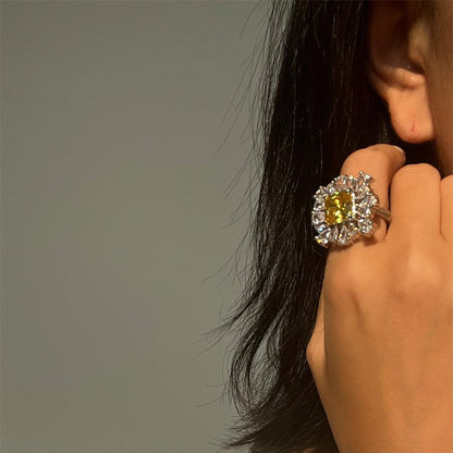 12Ct Yellow Sapphire Asscher Cut Ring