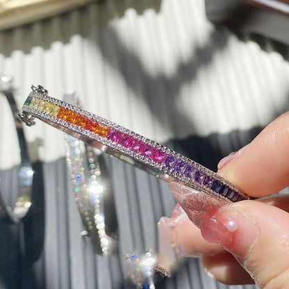 12Ct Rainbow Sapphire Baguette Cut Bracelet