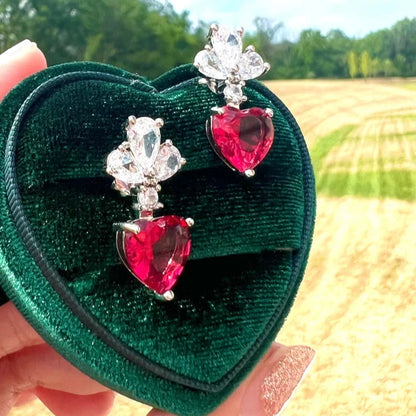 Red Sapphire Heart Cut Jewelry Set