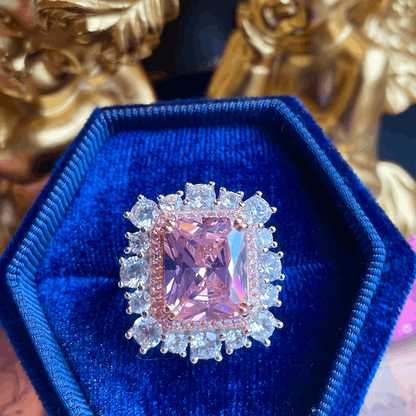 10Ct Pink Sapphire Cushion Cut Engaement Ring