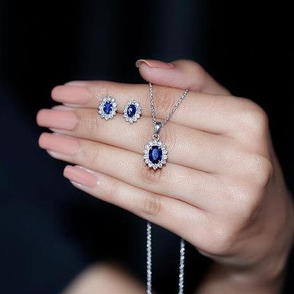 Blue Sapphire Jewelry Oval Cut Set