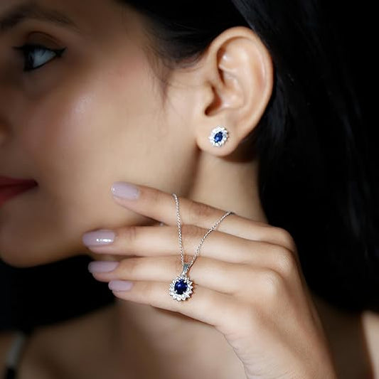 Blue Sapphire Jewelry Oval Cut Set