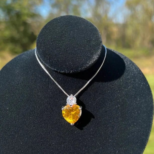 Yellow Sapphire Heart Cut Jewelry Set