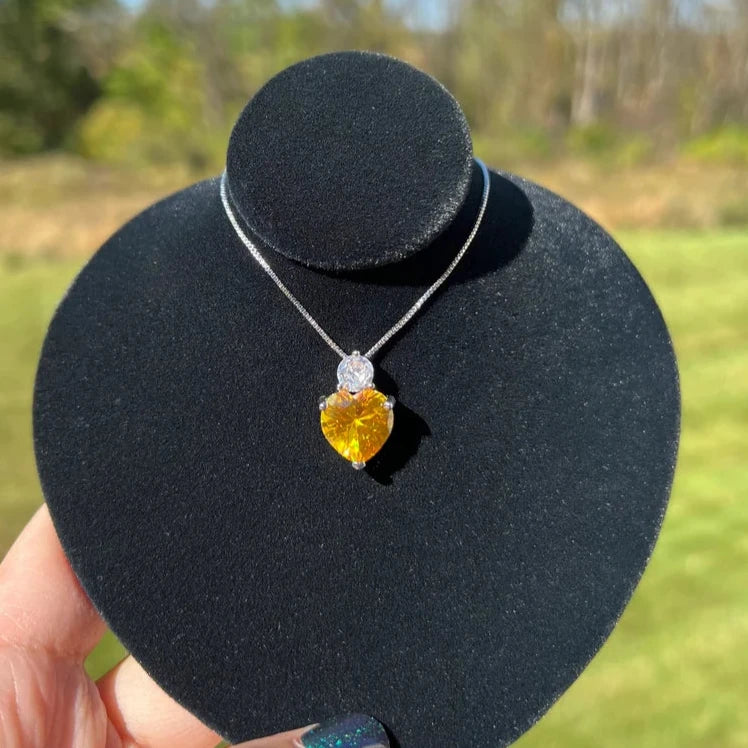 Yellow Sapphire Heart Cut Jewelry Set