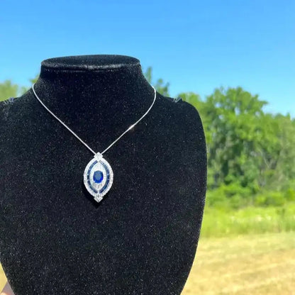 Blue Sapphire Oval Cut Jewelry Set