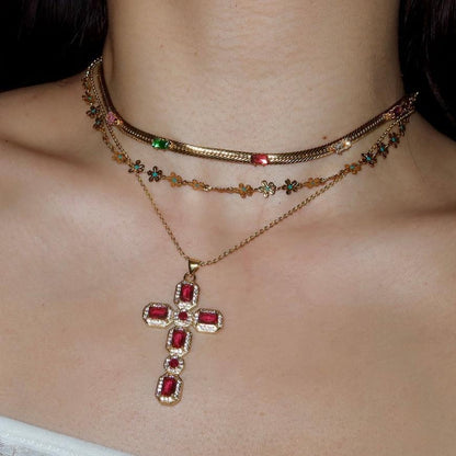 10Ct Red Sapphire Baguette Cut Necklace