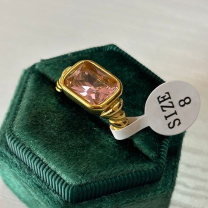 3Ct Pink Sapphire Baguette Cut Engaement Ring