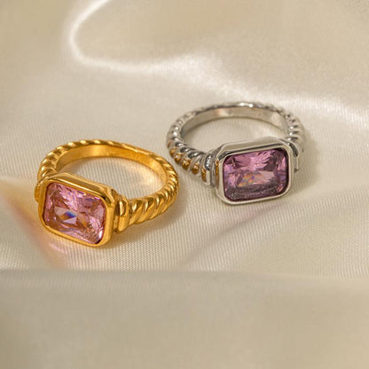 3Ct Pink Sapphire Baguette Cut Engaement Ring