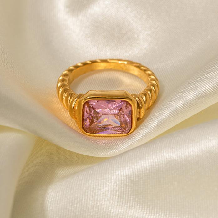 3Ct Pink Sapphire Baguette Cut Engaement Ring