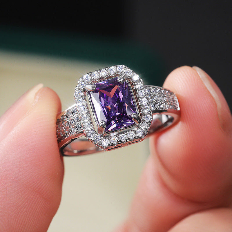 10Ct Purple Sapphire Baguette Cut Ring