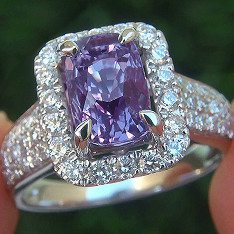 10Ct Purple Sapphire Baguette Cut Ring